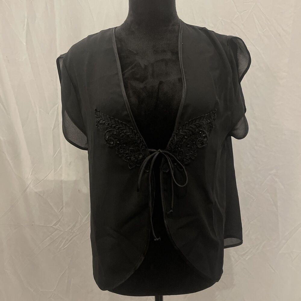 Vintage Night Magic Cinema Etoile Robe Bed Jacket Sequined Embroidered Medium